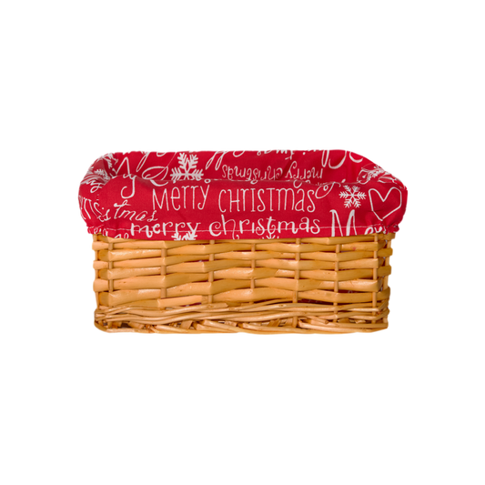 Small Light Steamed Wicker Basket Tray with Christmas Lining