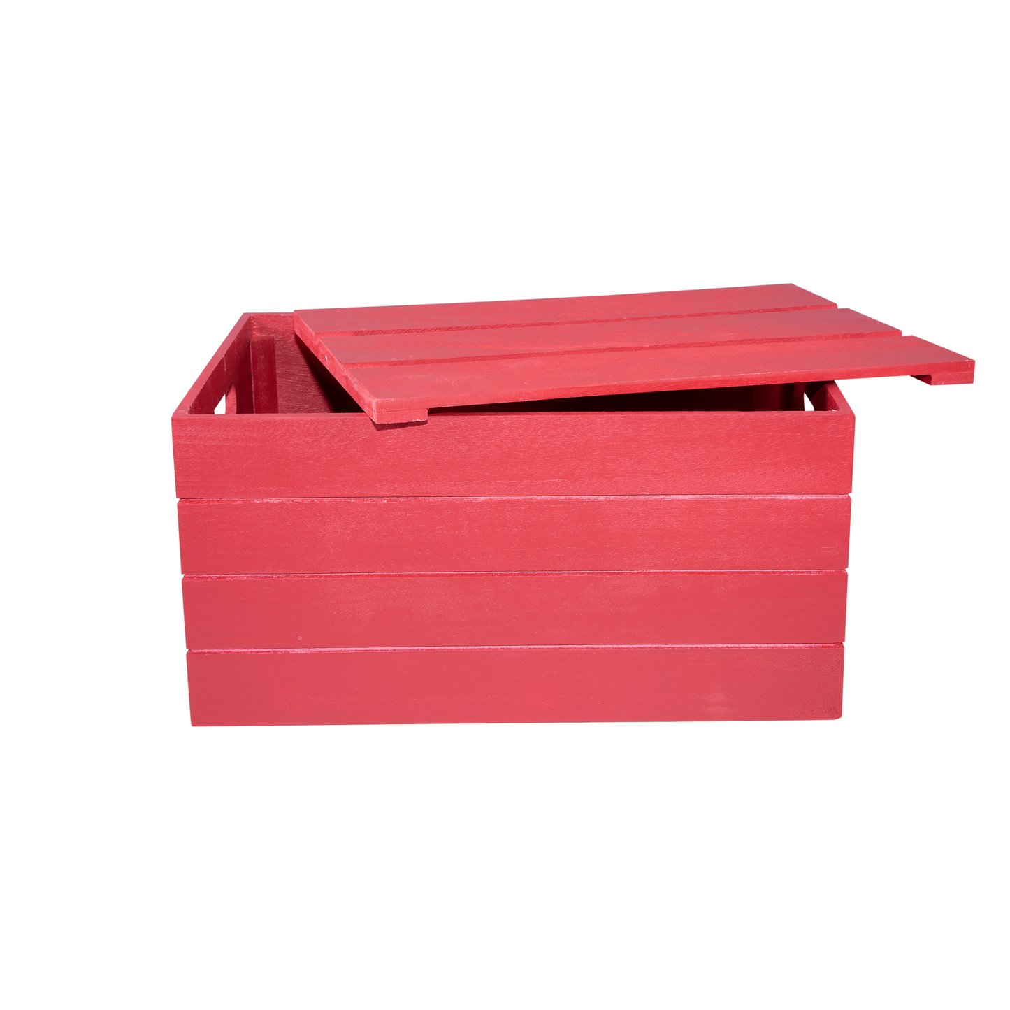 Red Wooden Storage Box with Lid - 3 Sizes