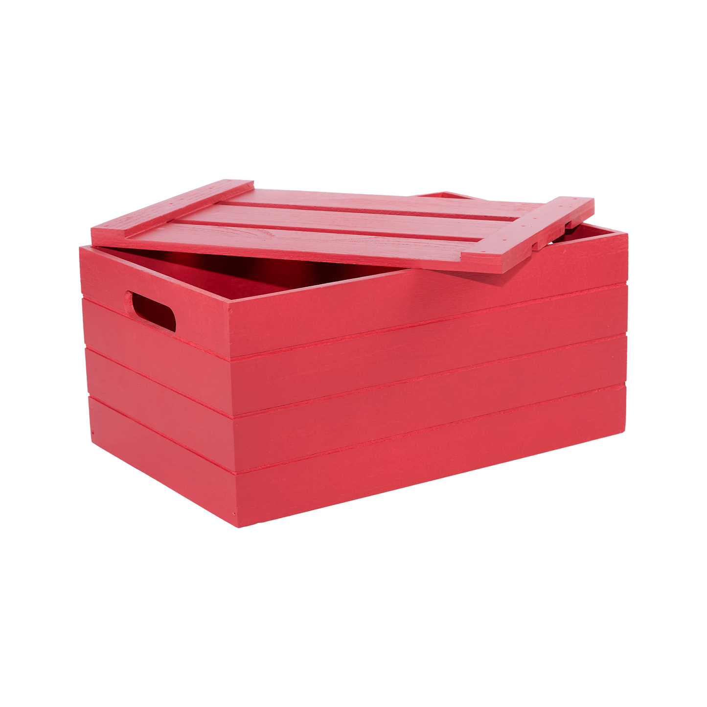 Red Wooden Storage Box with Lid - 3 Sizes