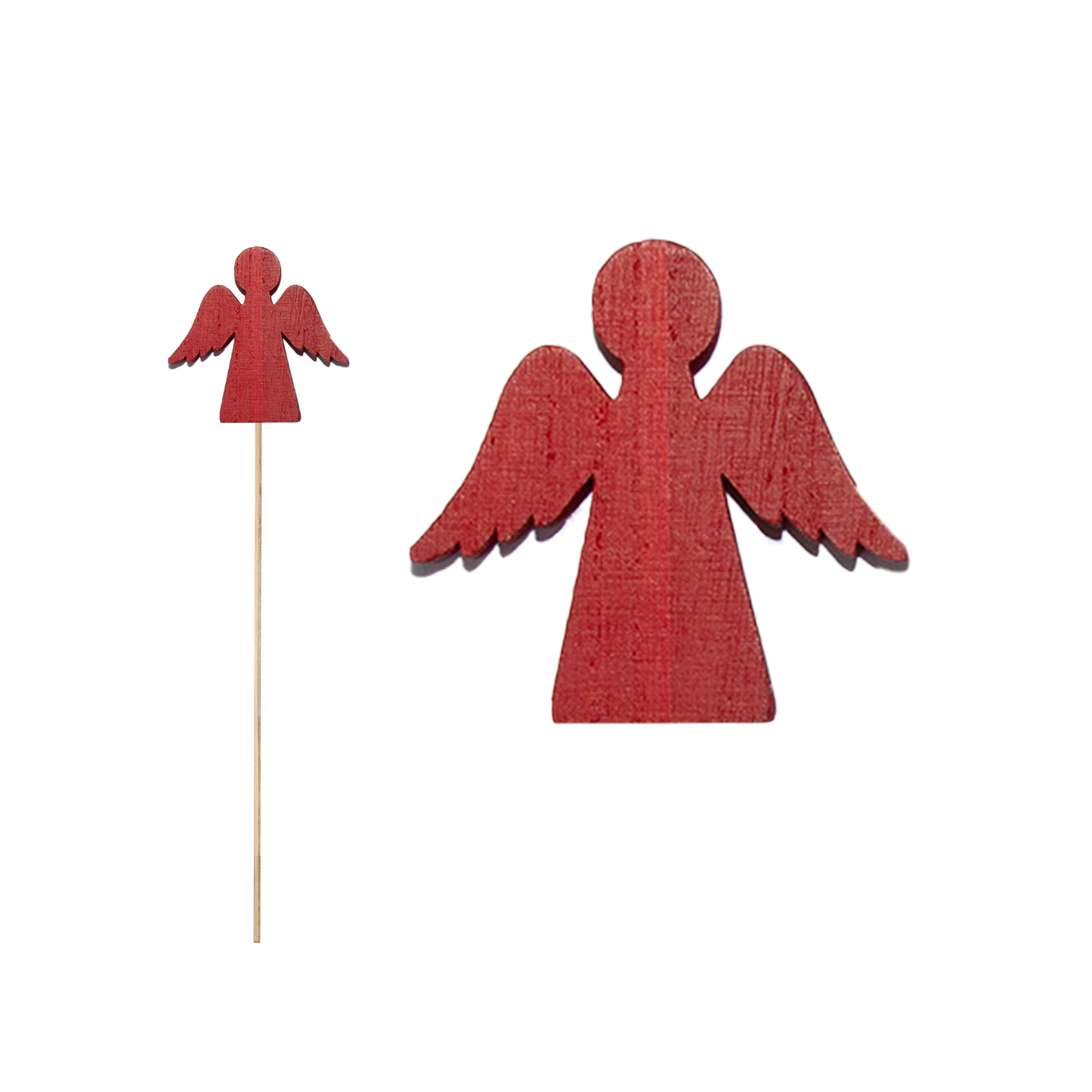 Set 10 Wooden Angel Stick Decorations - Gold / Red / White