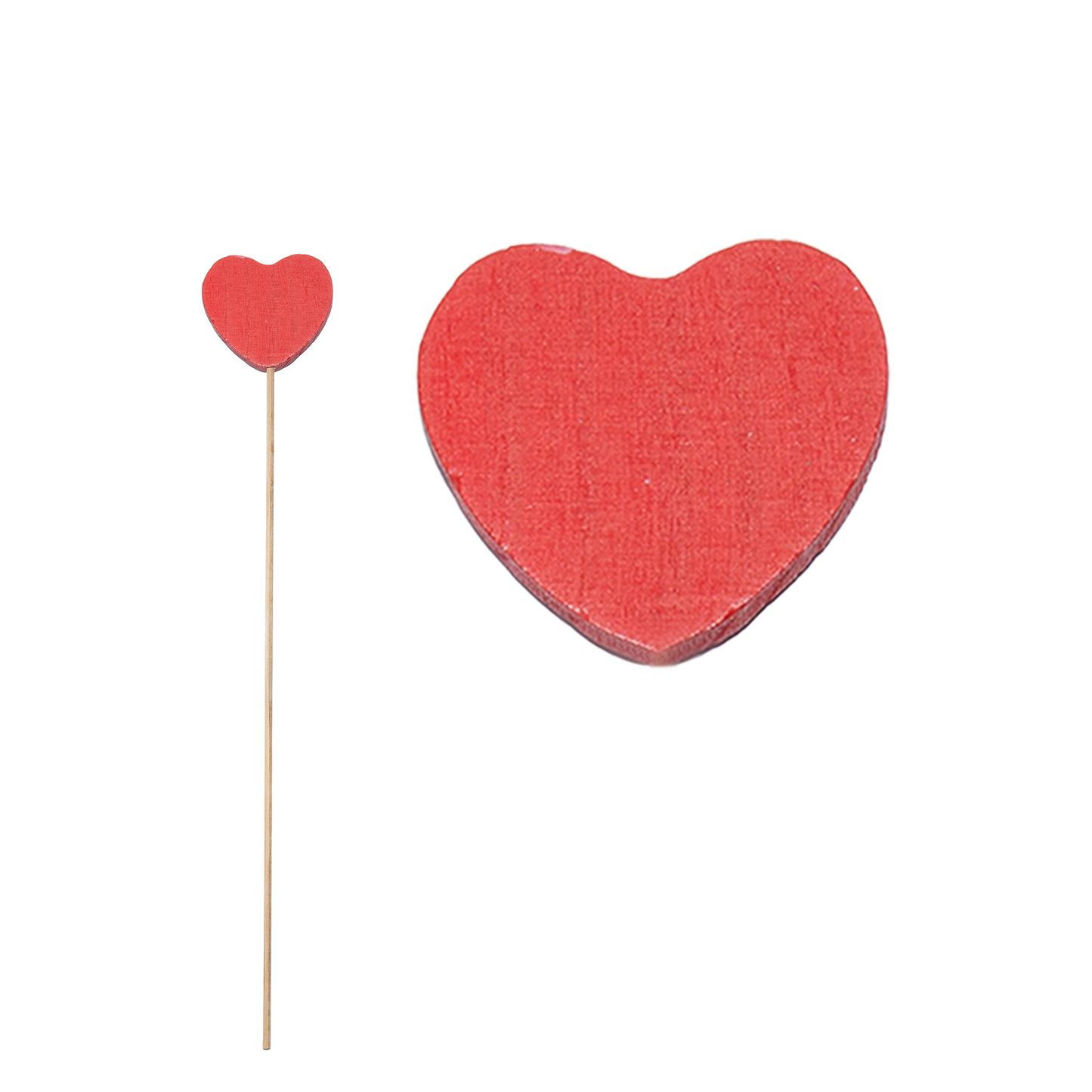 Set 10 Wooden Heart Stick Decorations - Blue / Pink / Purple / Red