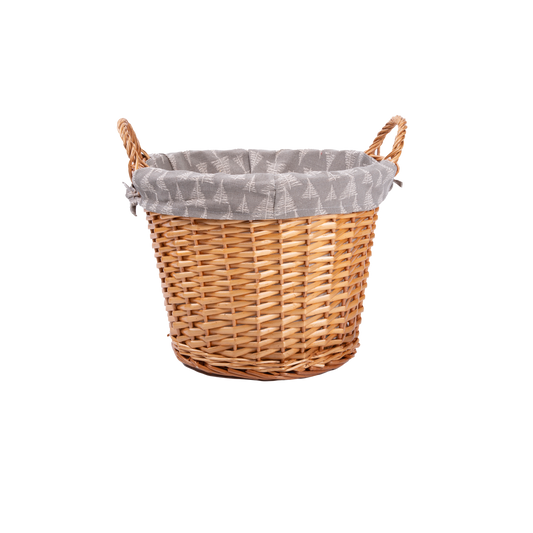 Round Wicker Storage Wash Basket with Lining