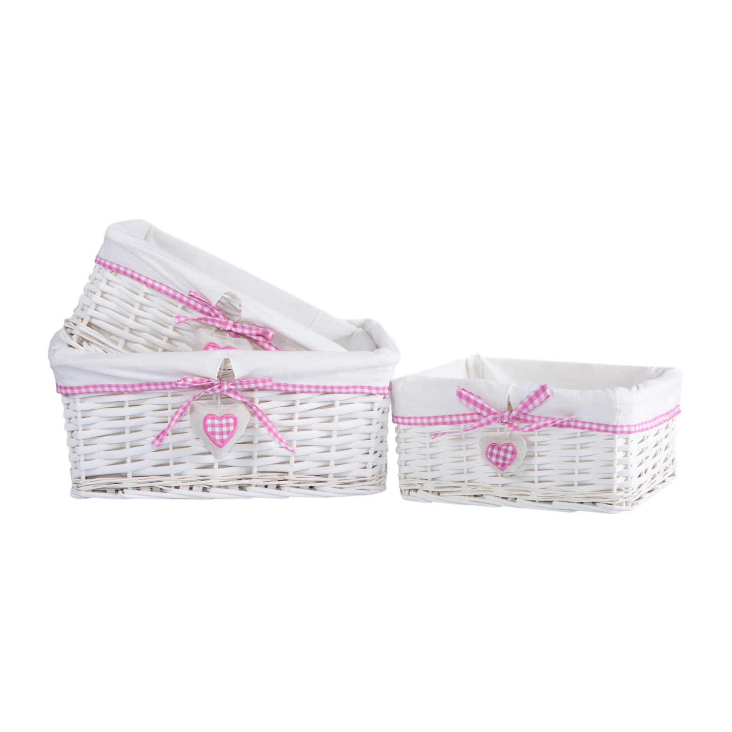 White Wicker Storage Basket with Lining - 3 Sizes