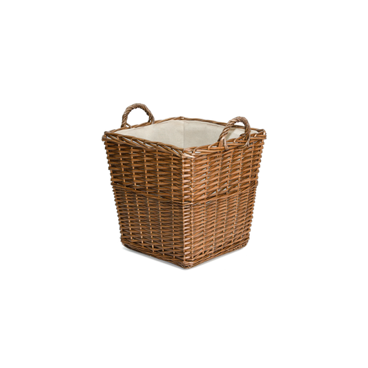 Double Steamed Square Wicker Log Basket with Lining
