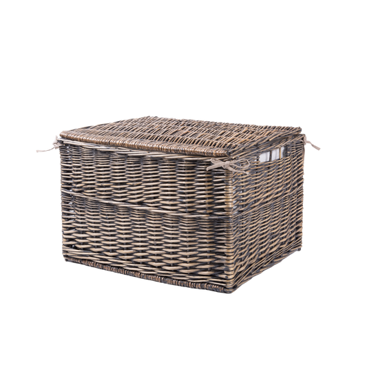 Antique Wash Wicker Storage Hamper Basket with Lining - 3 Sizes