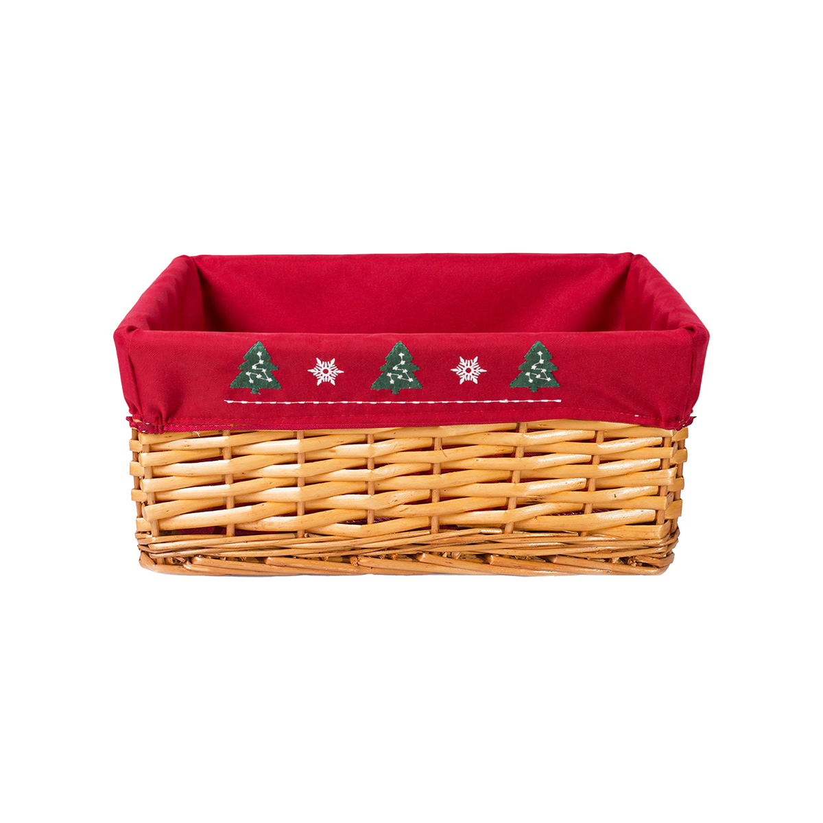 Light Steamed Wicker Basket Tray with Christmas Lining - 3 Sizes