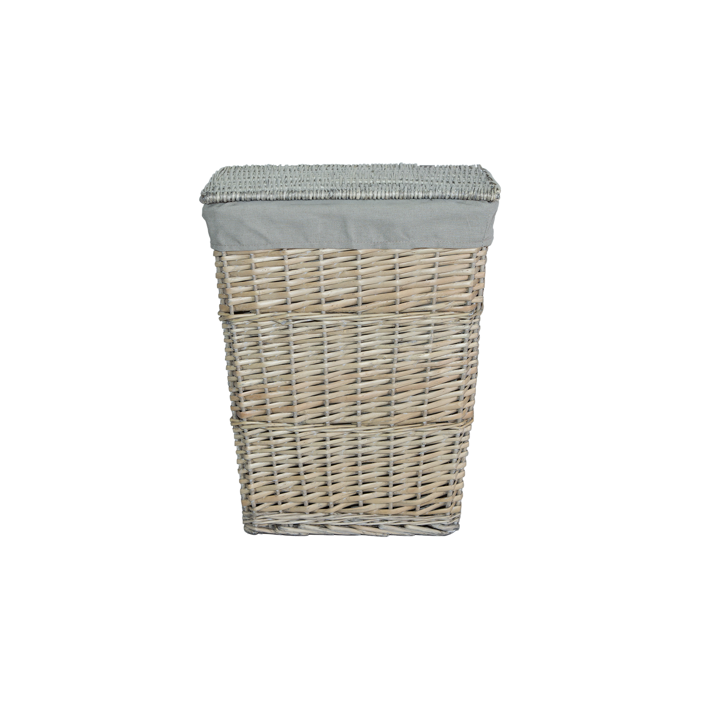 Grey Wash Tapered Wicker Laundry Basket with Lining