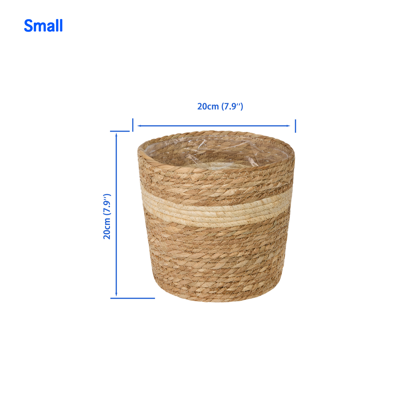 Cattail Woven Basket Planter with Plastic Lining - 2 Sizes