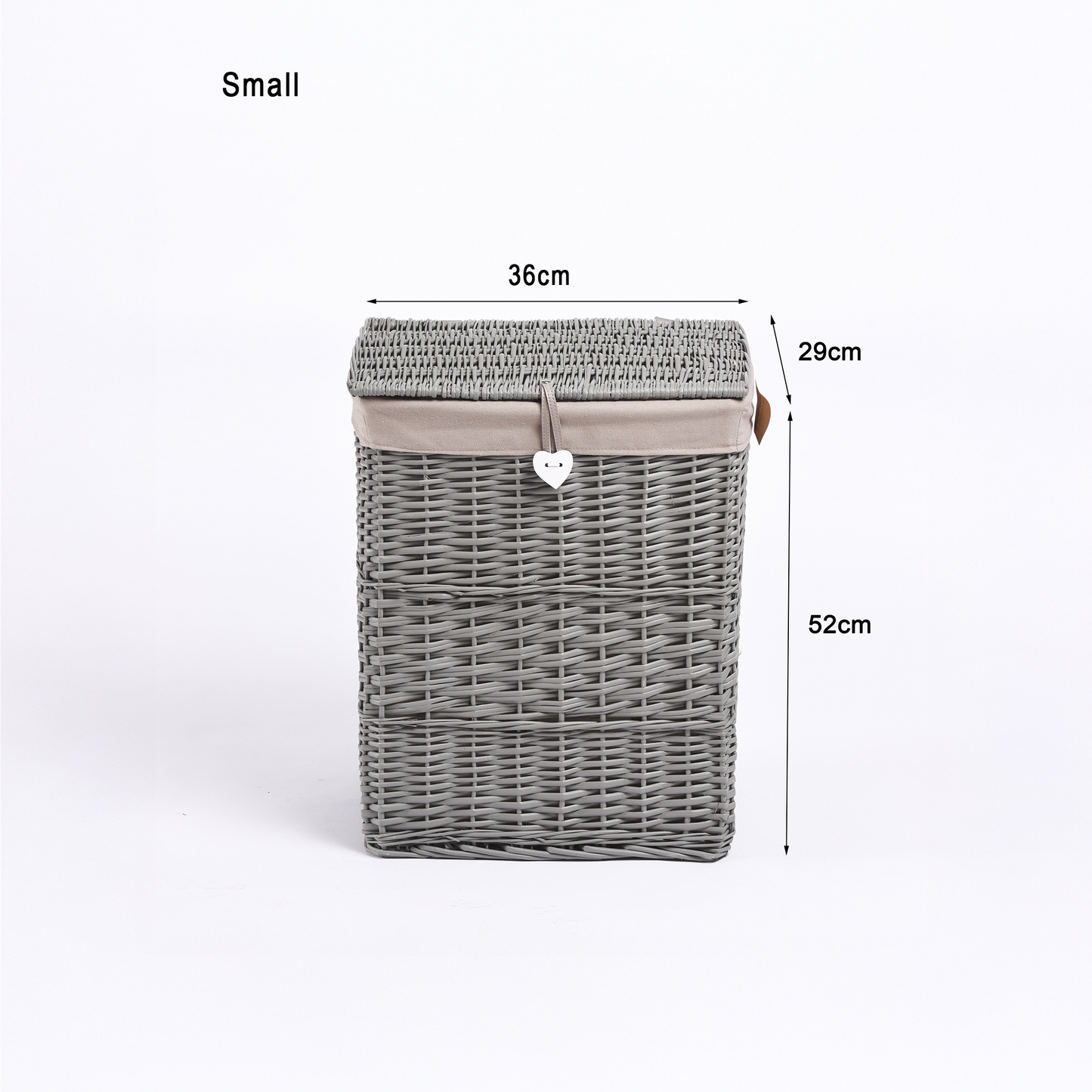 Grey Rectangular Wicker Laundry Basket with Lining - 2 Sizes