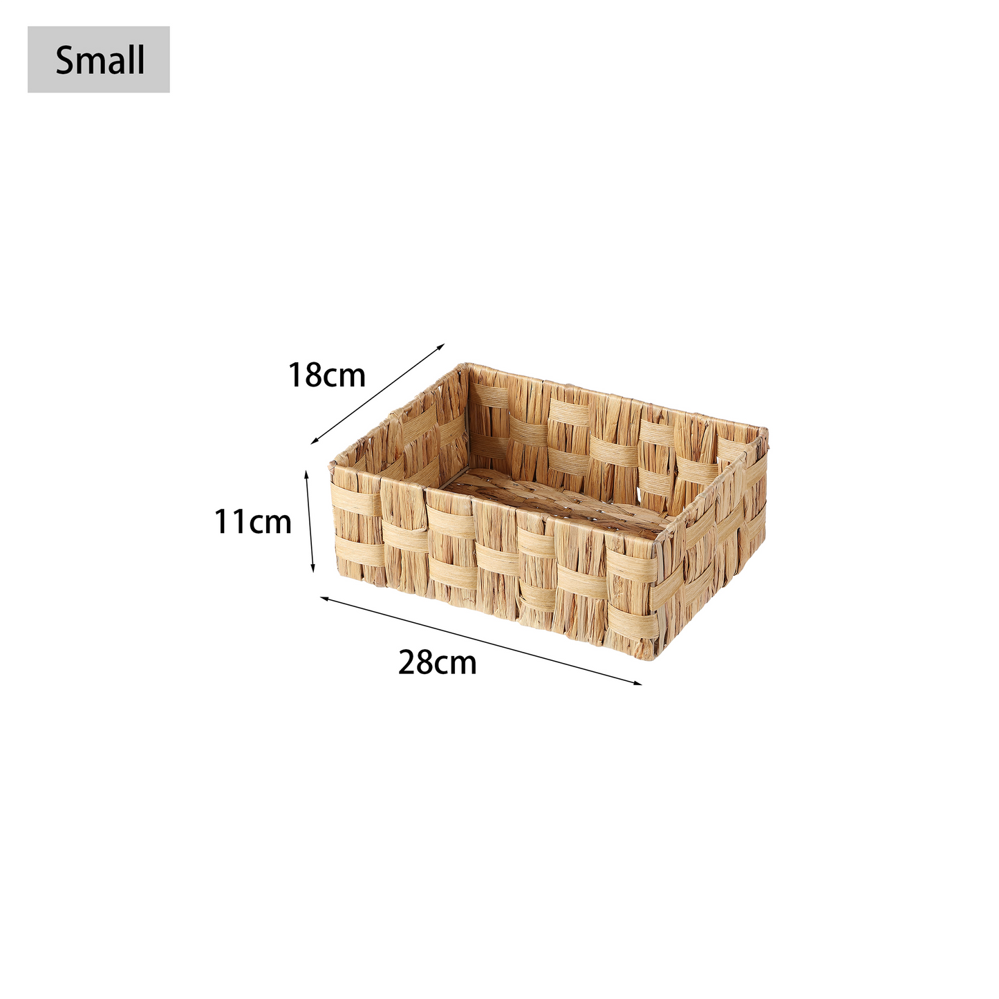 Water Hyacinth Basket with Checkered Weave - 3 Sizes