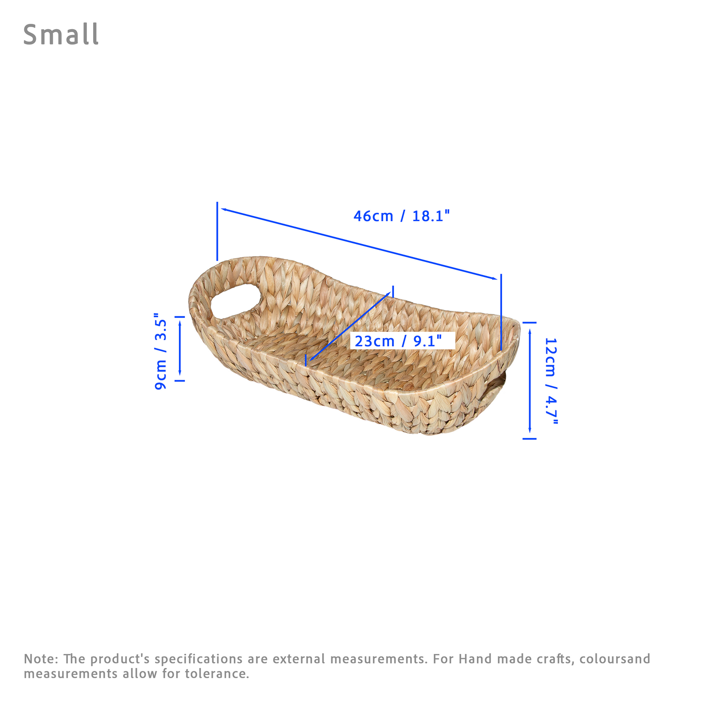 Water Hyacinth Narrow Oval Basket Tray - 3 Sizes