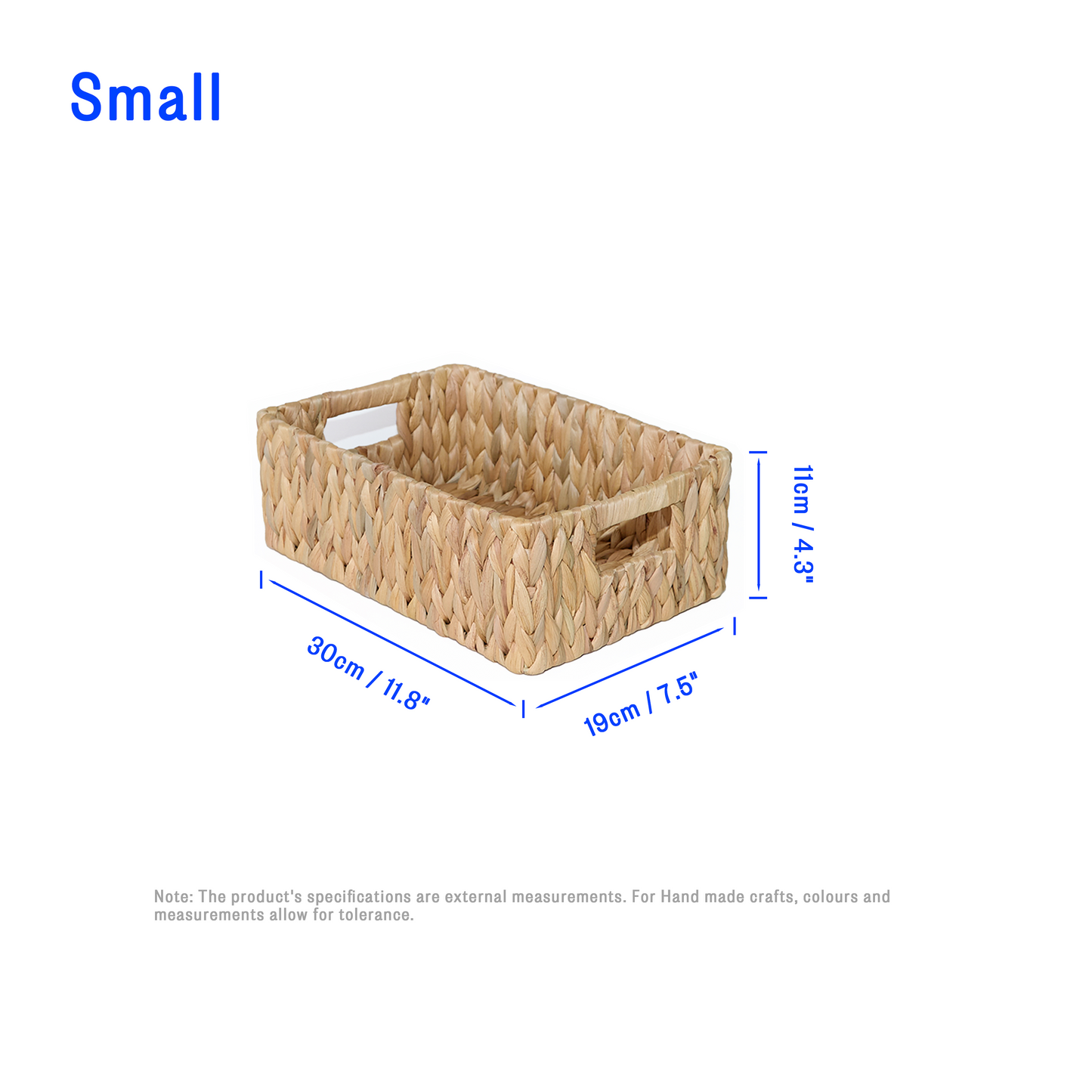 Water Hyacinth Rectangular Storage Basket - Short Version - 3 Sizes