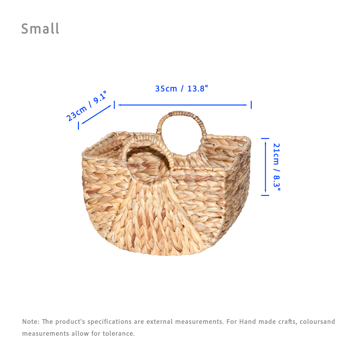 Water Hyacinth Woven Blanket Basket with Handle - 3 Sizes