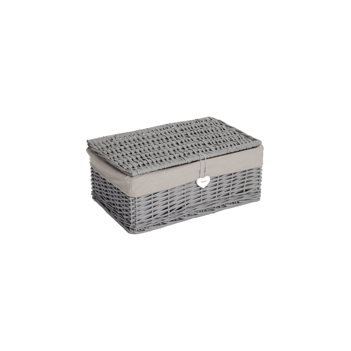 Grey Wicker Storage Hamper Basket with Lining – Short Version - 3 Sizes