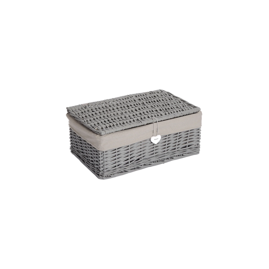 Grey Wicker Storage Hamper Basket with Lining – Short Version - 3 Sizes