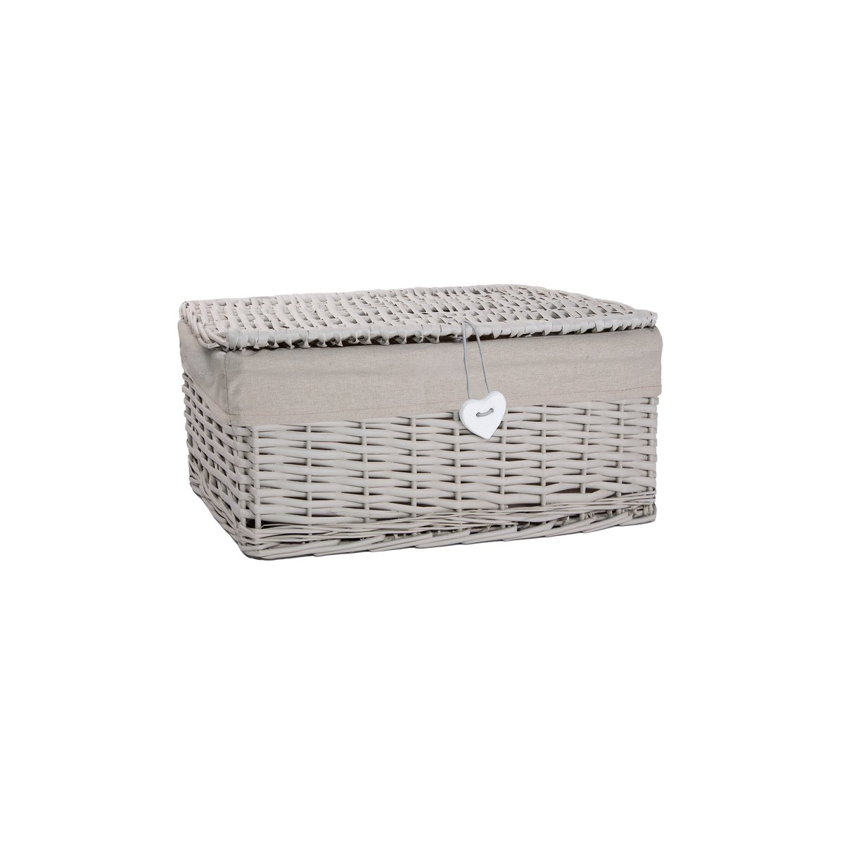 Light Grey Wicker Storage Hamper Basket with Lining – Short Version - 3 Sizes