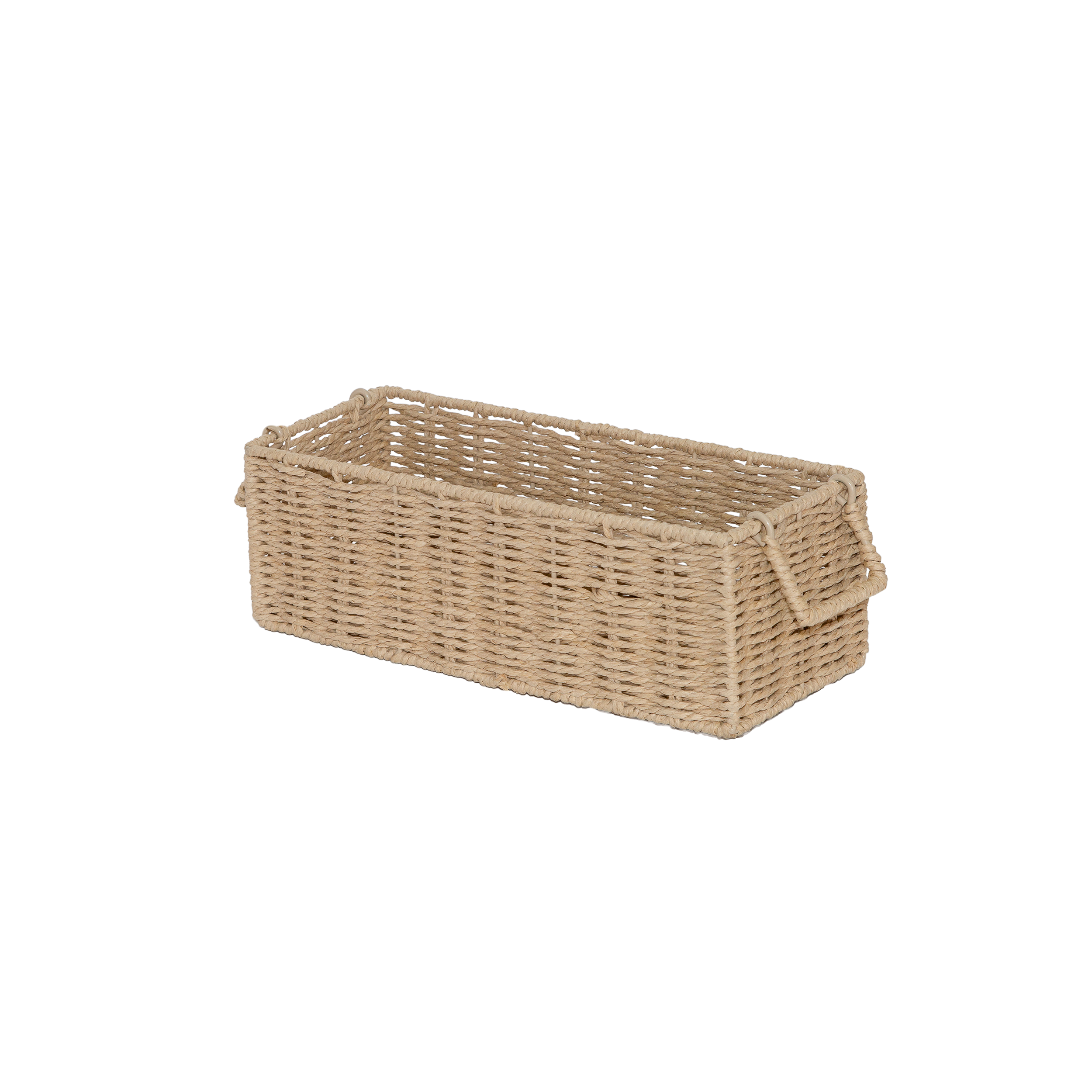 Paper Rope Storage Face Beige Narrow Paper Rope Storage Basket with Handle – Wickerfield