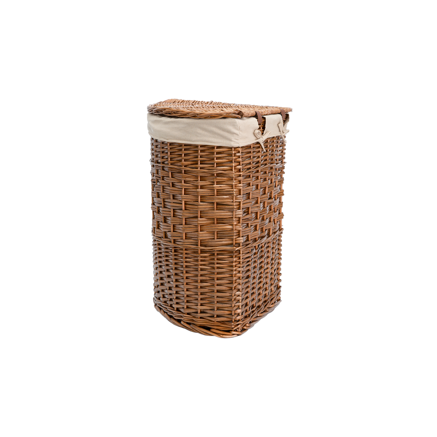 Brown Corner Wicker Laundry Basket with Lining