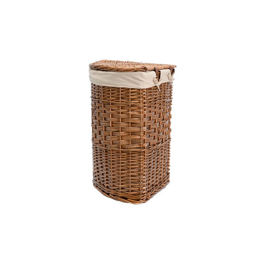Brown Corner Wicker Laundry Basket with Lining