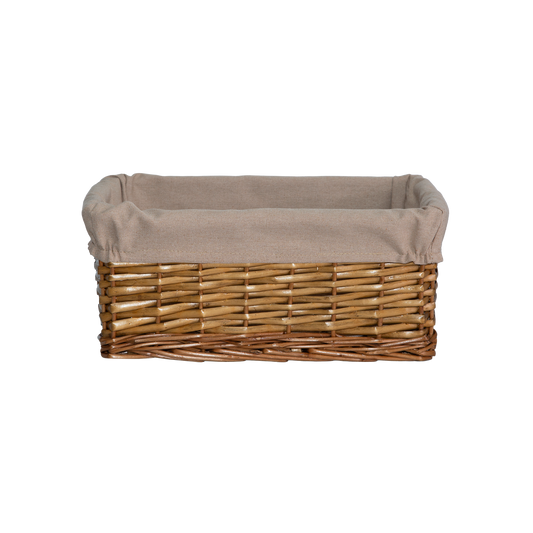 Double Steamed Wicker Storage Basket with Lining - 3 Sizes