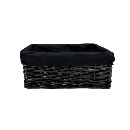Black Wicker Storage Basket with Lining - 3 Sizes