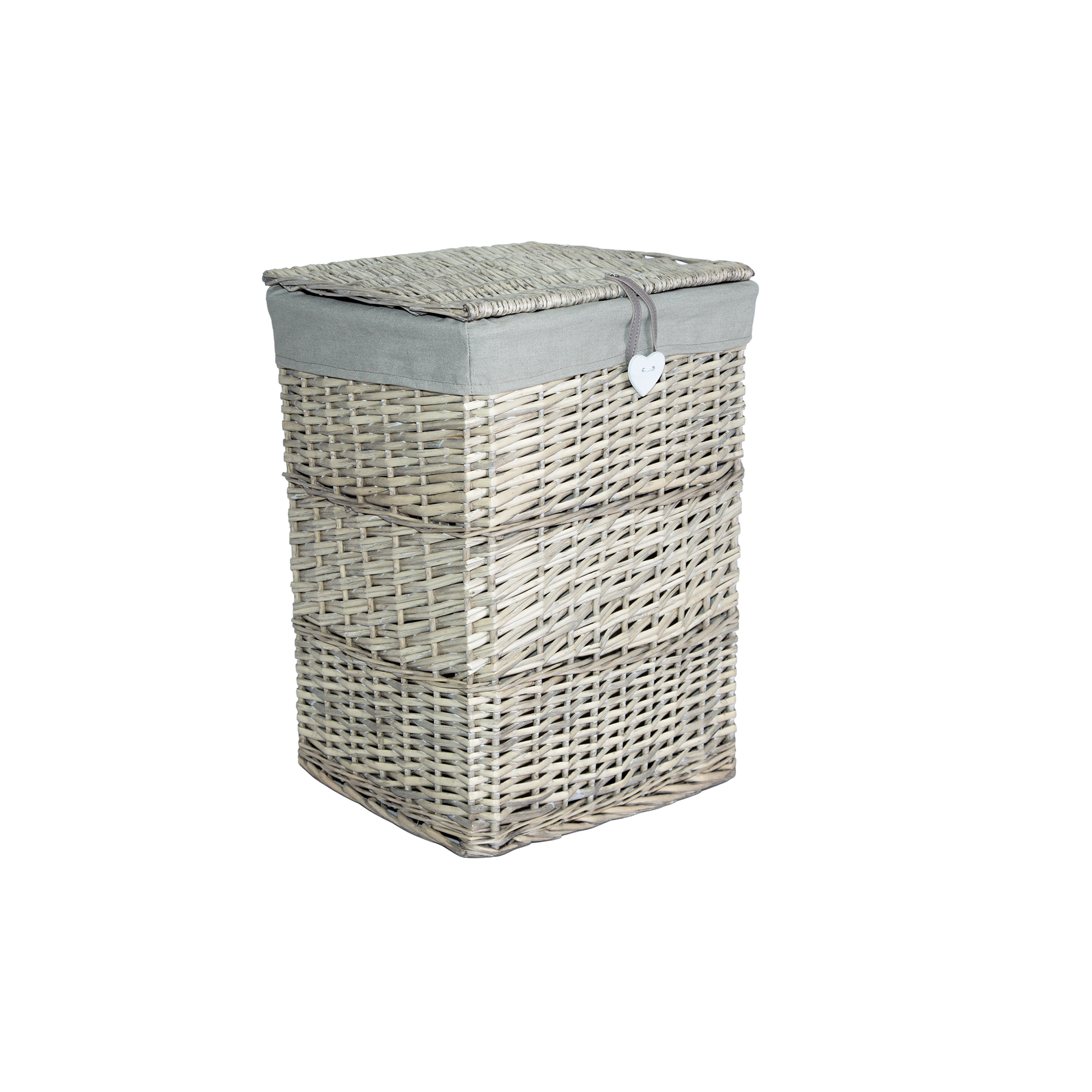 Grey Wash Rectangular Wicker Laundry Basket with Lining - 2 Sizes ...