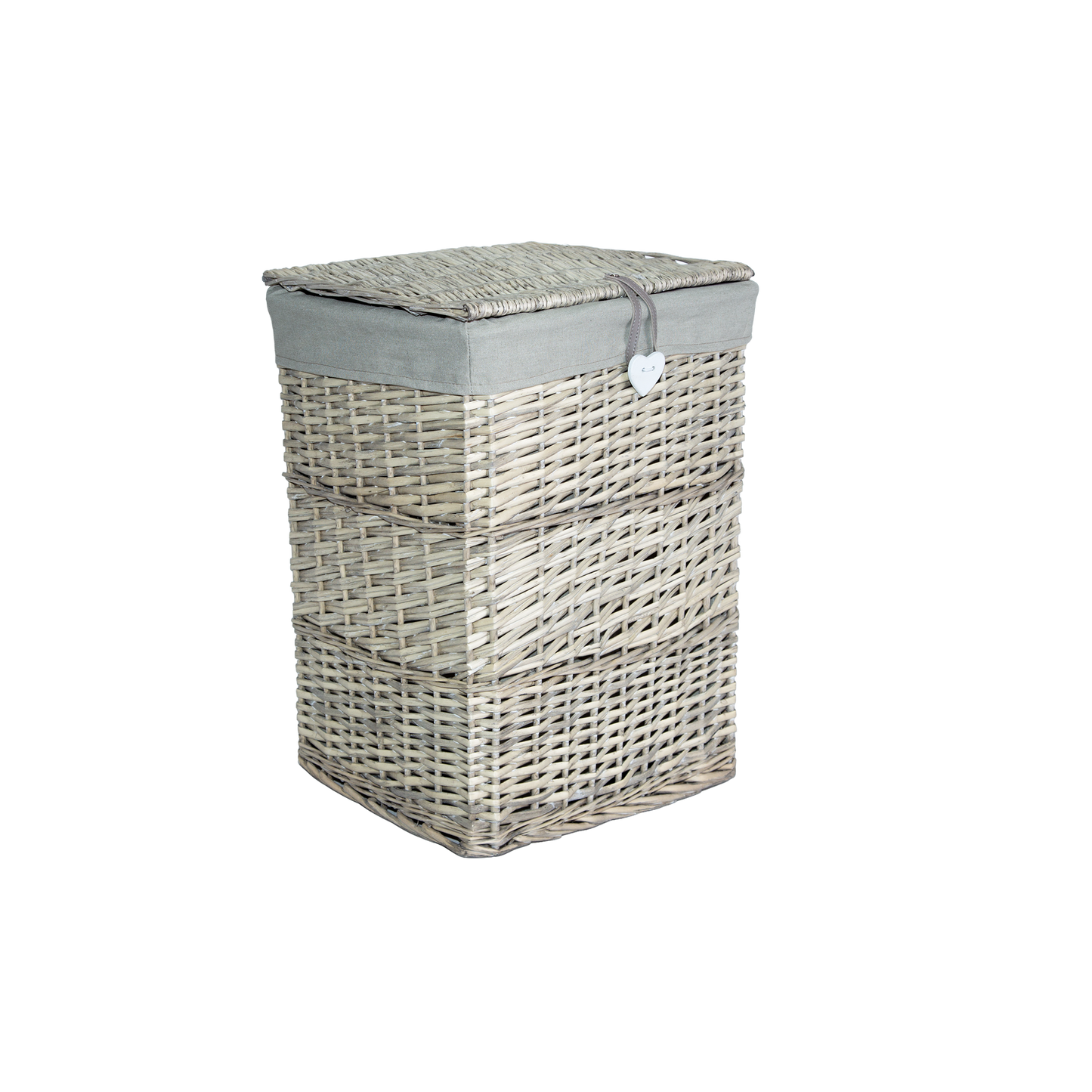 Grey Wash Rectangular Wicker Laundry Basket with Lining - 2 Sizes