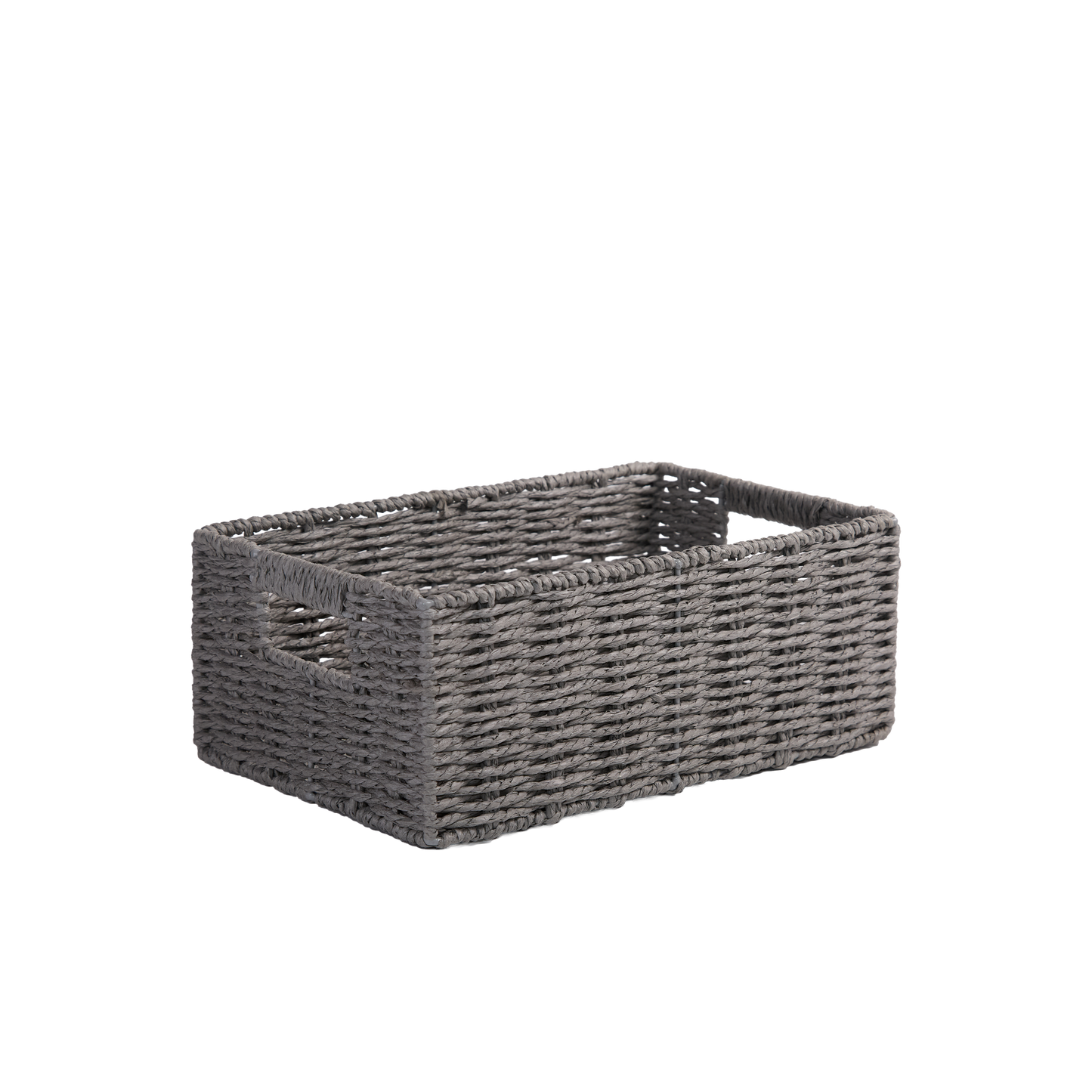 Grey Paper Rope Storage Basket with Handle- 3 Sizes