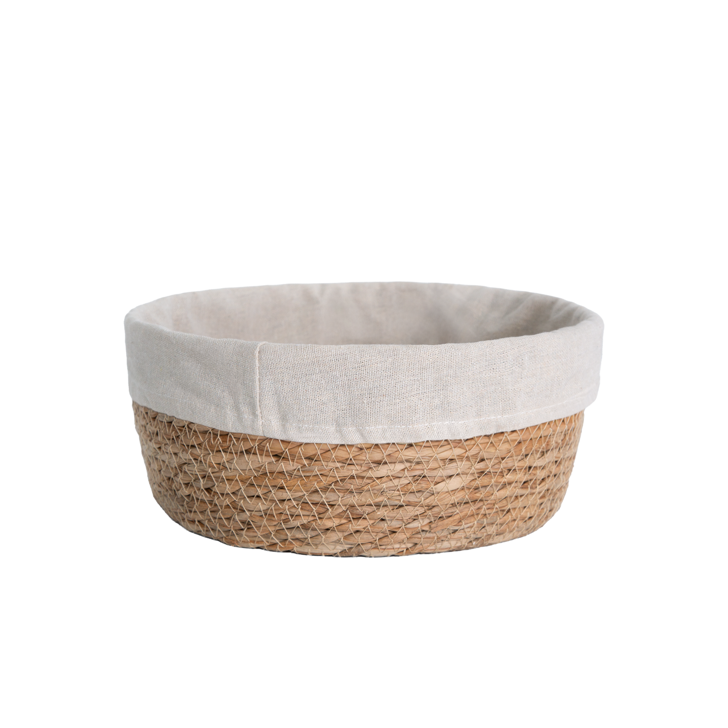 Round Seagrass Storage Basket with Lining Set 2