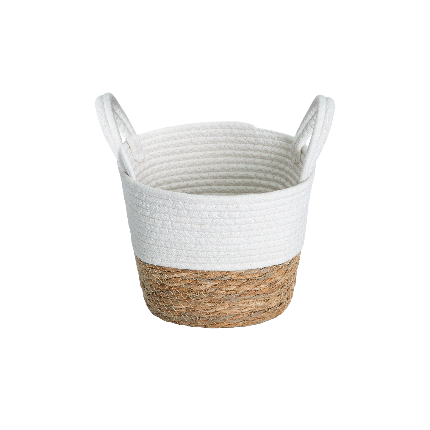 Seagrass & Cotton Rope Woven Basket Planter with Handle