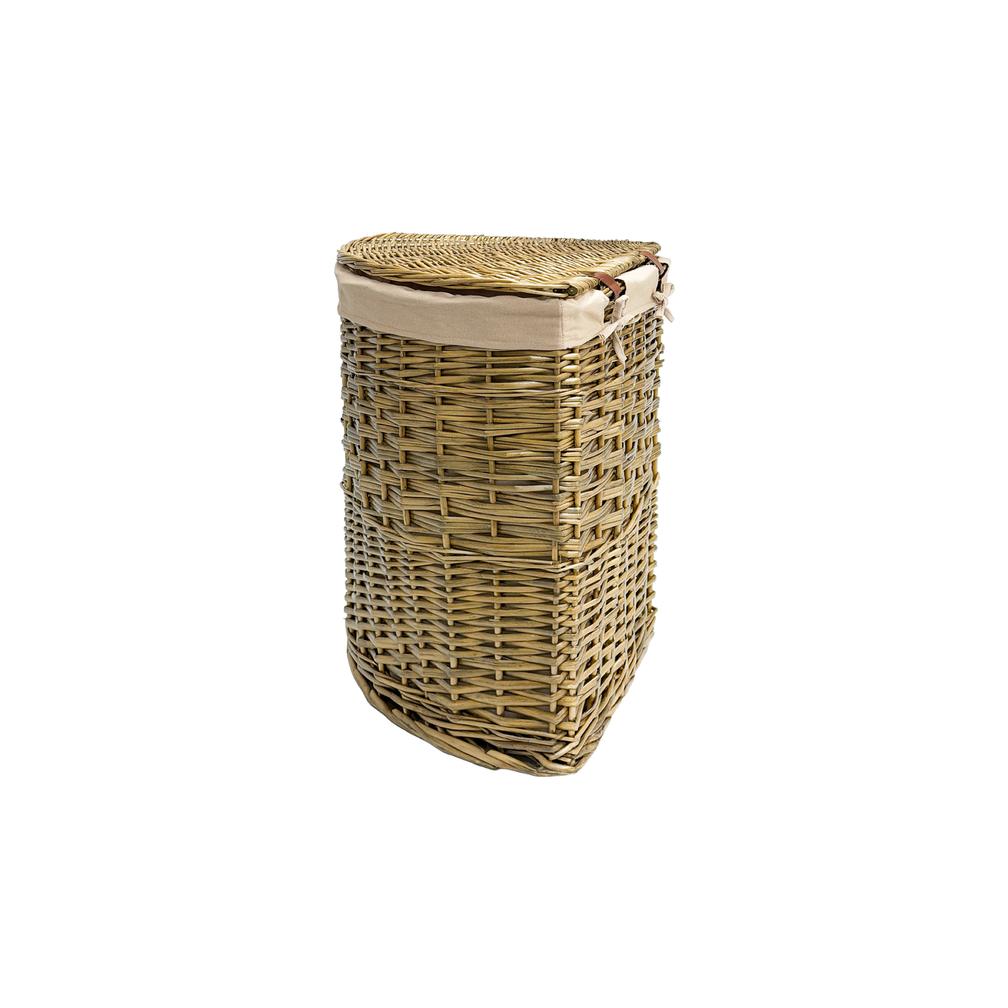 Antique Wash Corner Wicker Laundry Basket with Lining