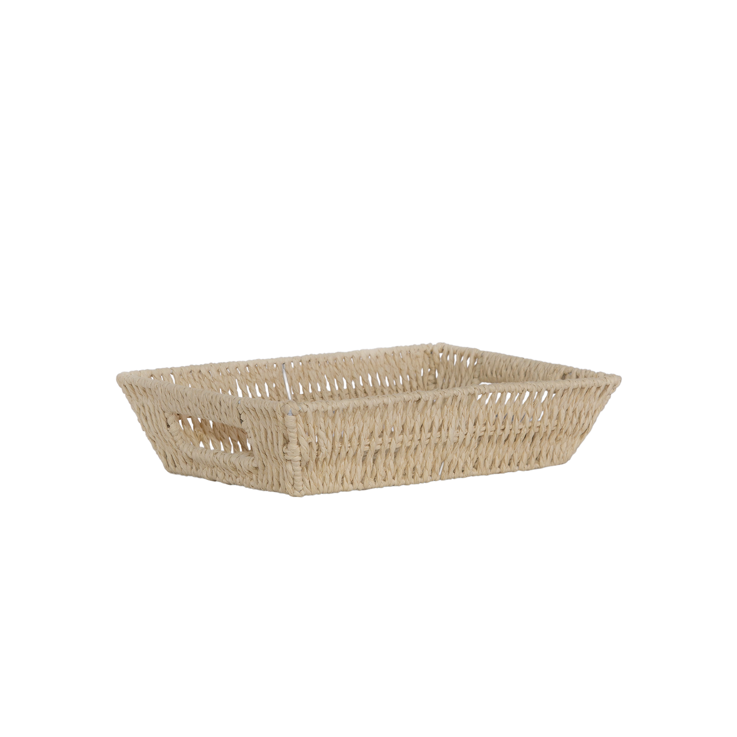 Paper Rope Hamper Basket Tray with Handle - Grey / White