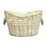 Natural Wicker Vintage Grey Basket with Liner and Handles (1 count) for Storage and Collection and Laundry at Home, Reusable Washable, Waterproof in Oval and Round Shape One size Dark Grey