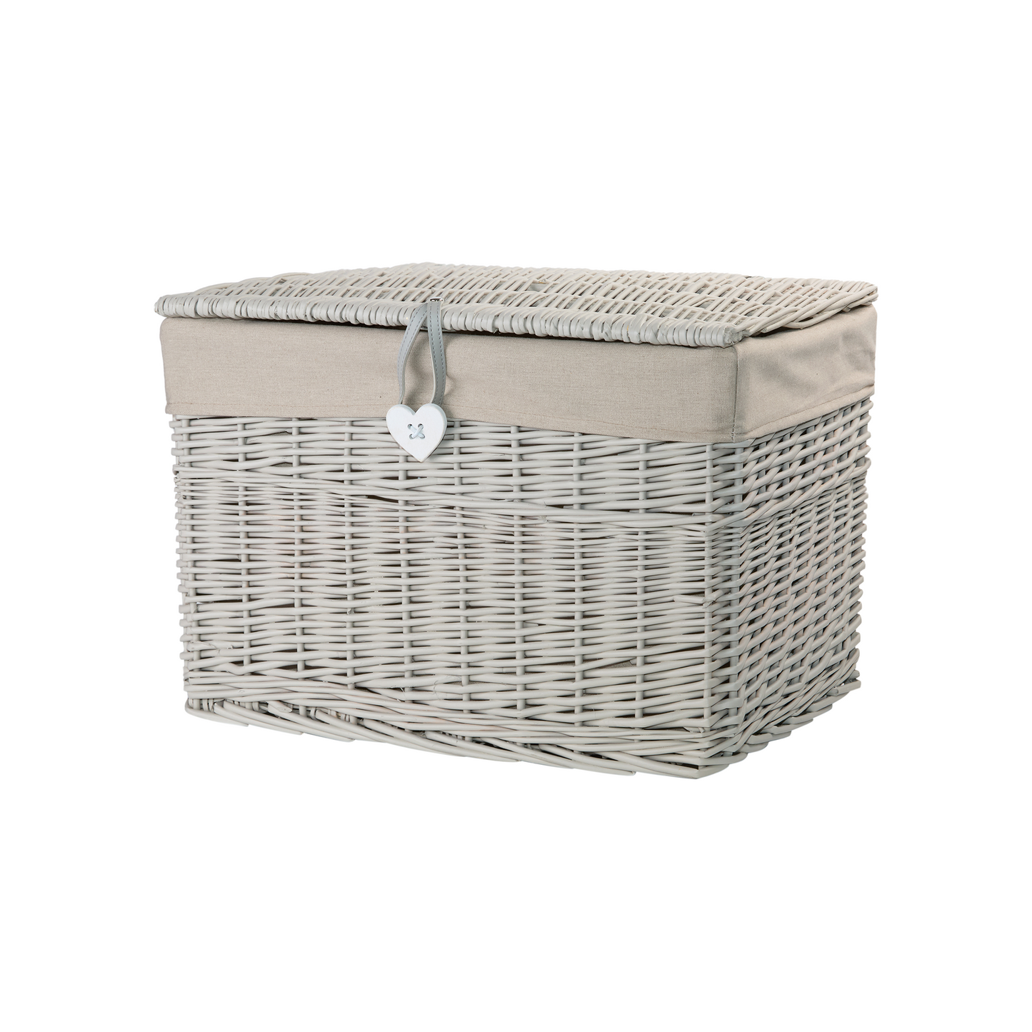 Light Grey Wicker Storage Hamper Basket with Lining - 4 Sizes