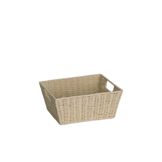 Tapered Paper Rope Storage Basket Tray -Grey / Beige