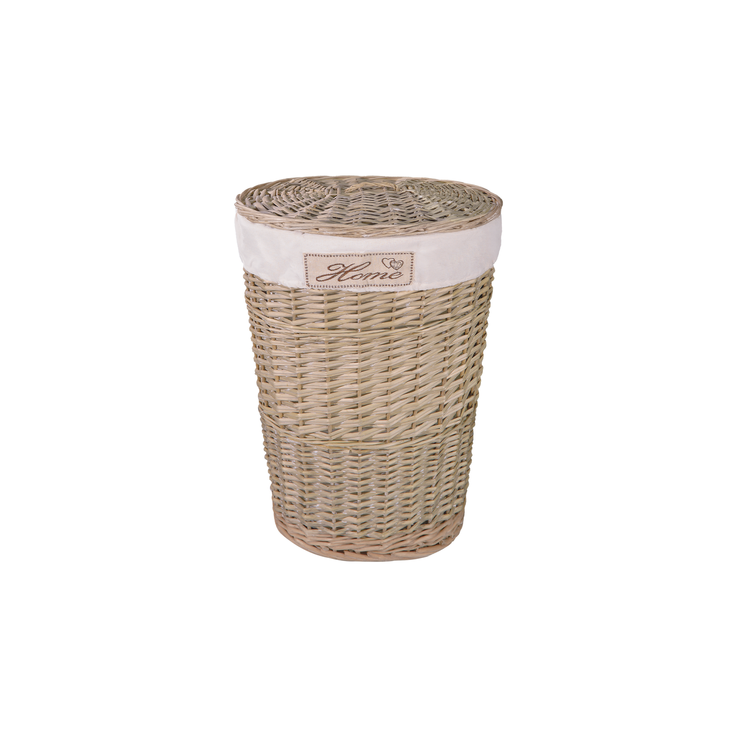 Antique Wash Oval Wicker Laundry Basket with Lining