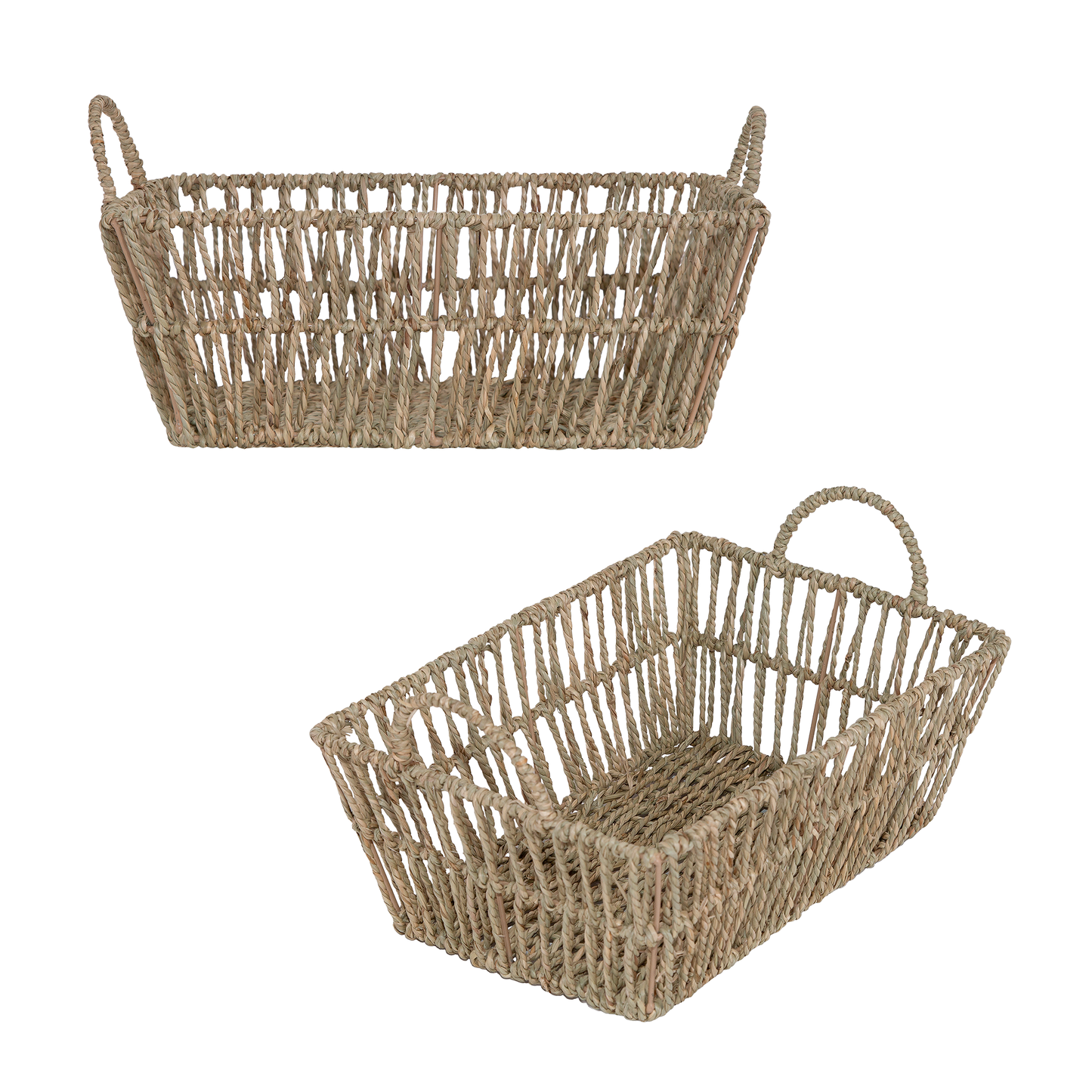 Storage Hamper Basket with Handle - Seagrass / Paper Rope