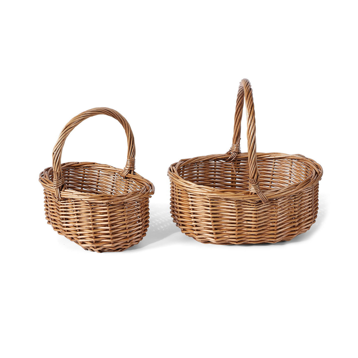 Small Light Steamed Wicker Shopper Basket Set 2