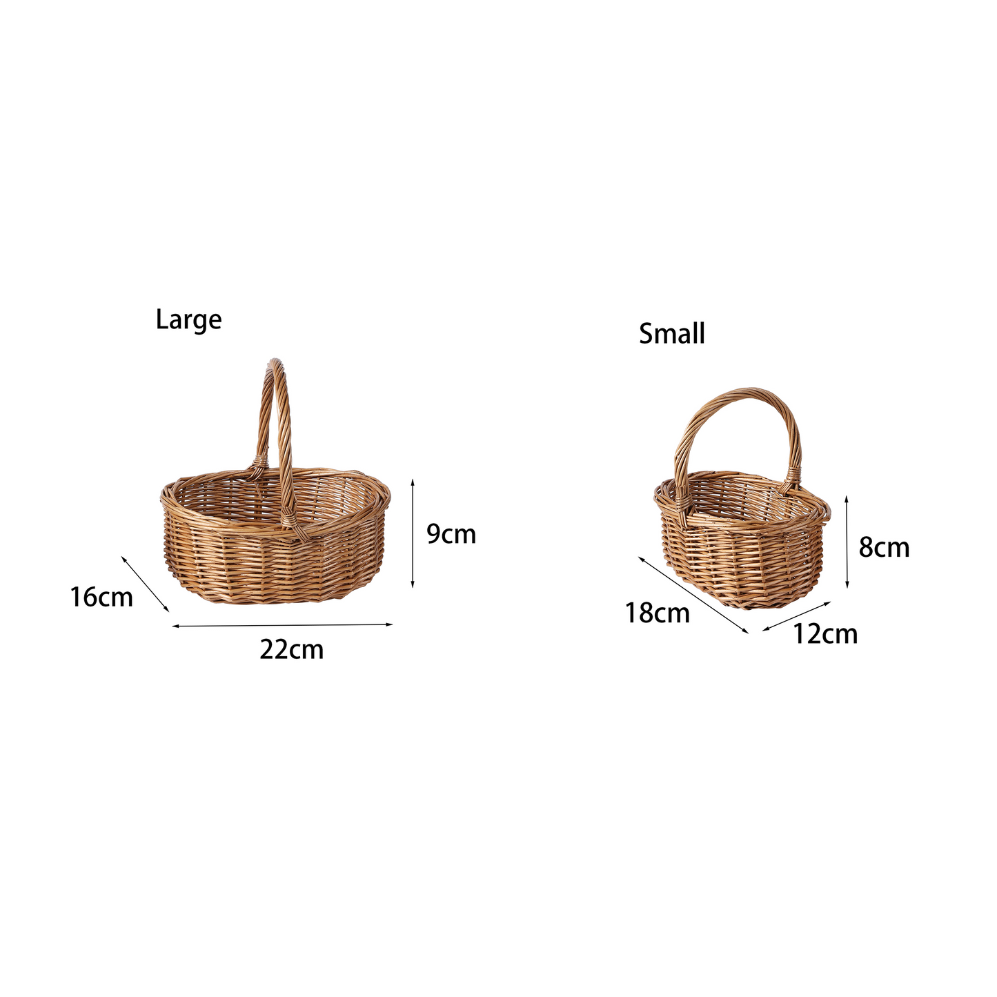 Small Light Steamed Wicker Shopper Basket Set 2