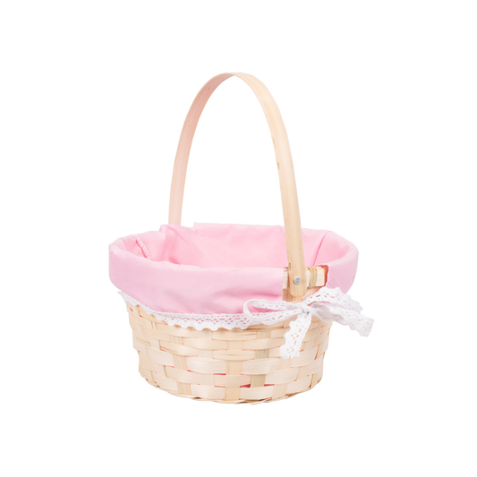 Small Bamboo Shopper Easter Basket with Pink Lining