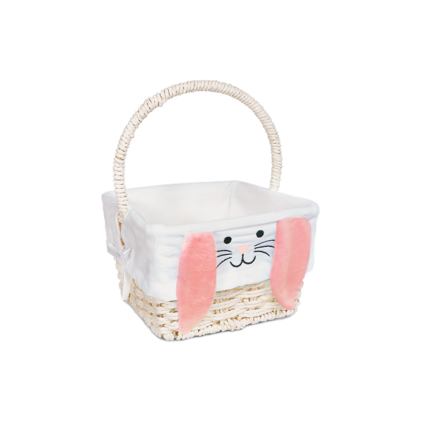 Square Easter Basket with Pink Bunny Lining