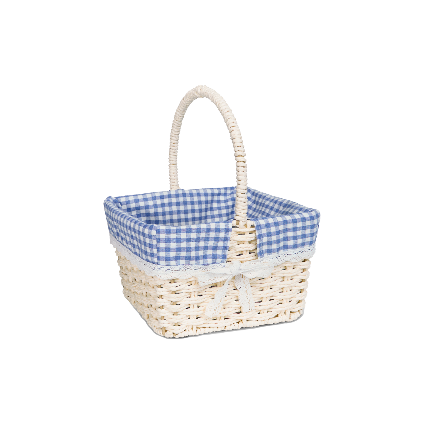 Square Easter Basket with Blue Checked Lining