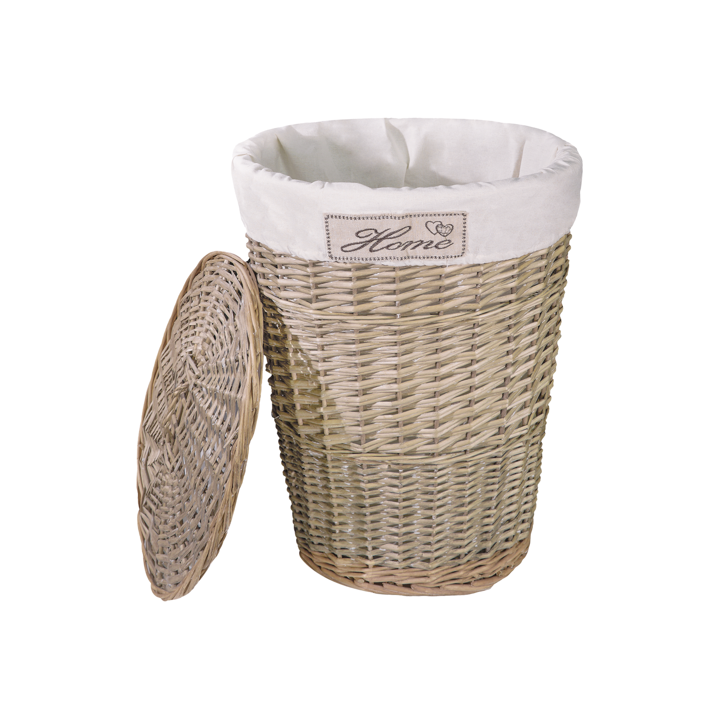 Antique Wash Oval Wicker Laundry Basket with Lining