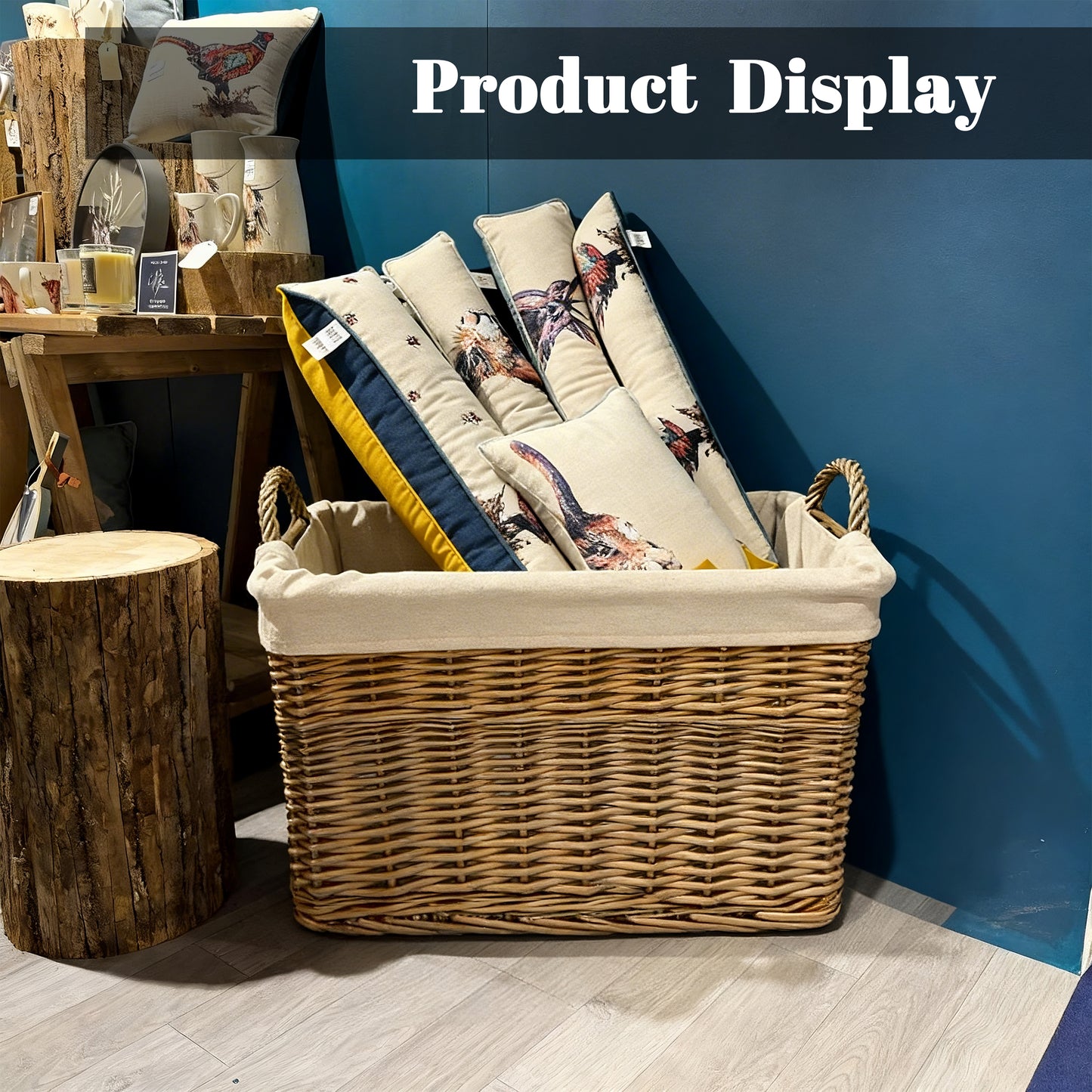 Double Steamed Rectangular Wicker Storage Basket with Lining - 3 Sizes