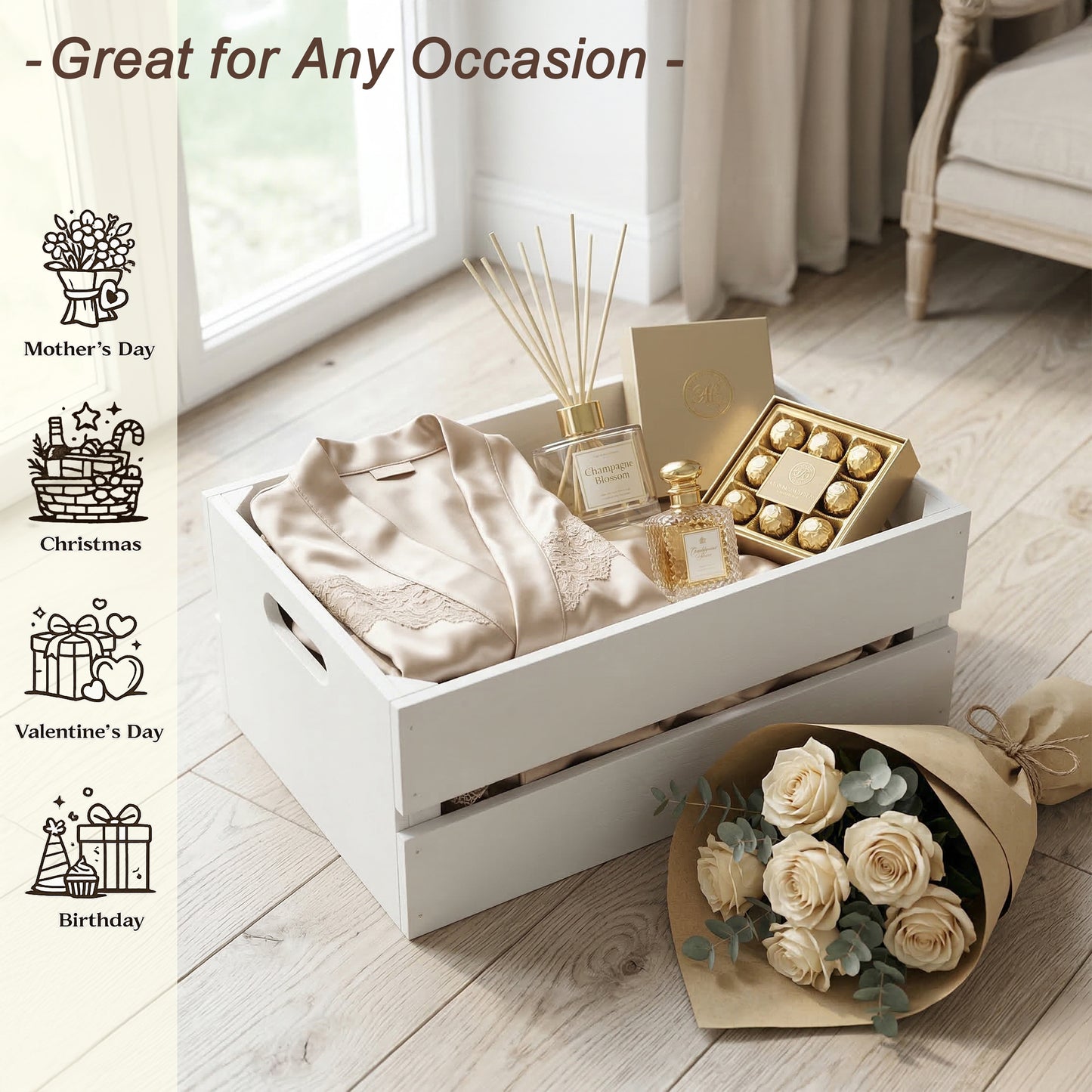 White Wooden Crate Display Trough - 3 Sizes