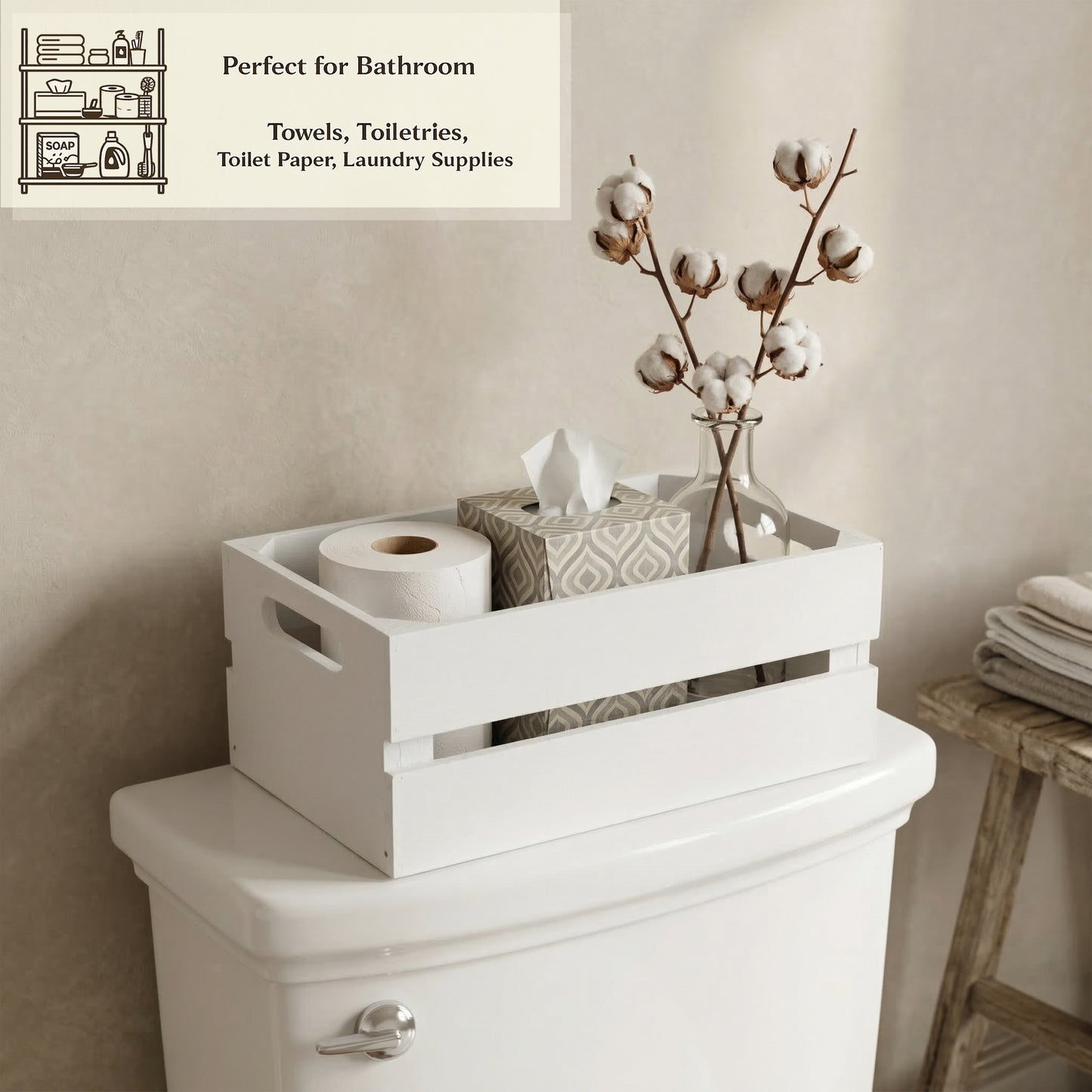 White Wooden Crate Display Trough - 3 Sizes