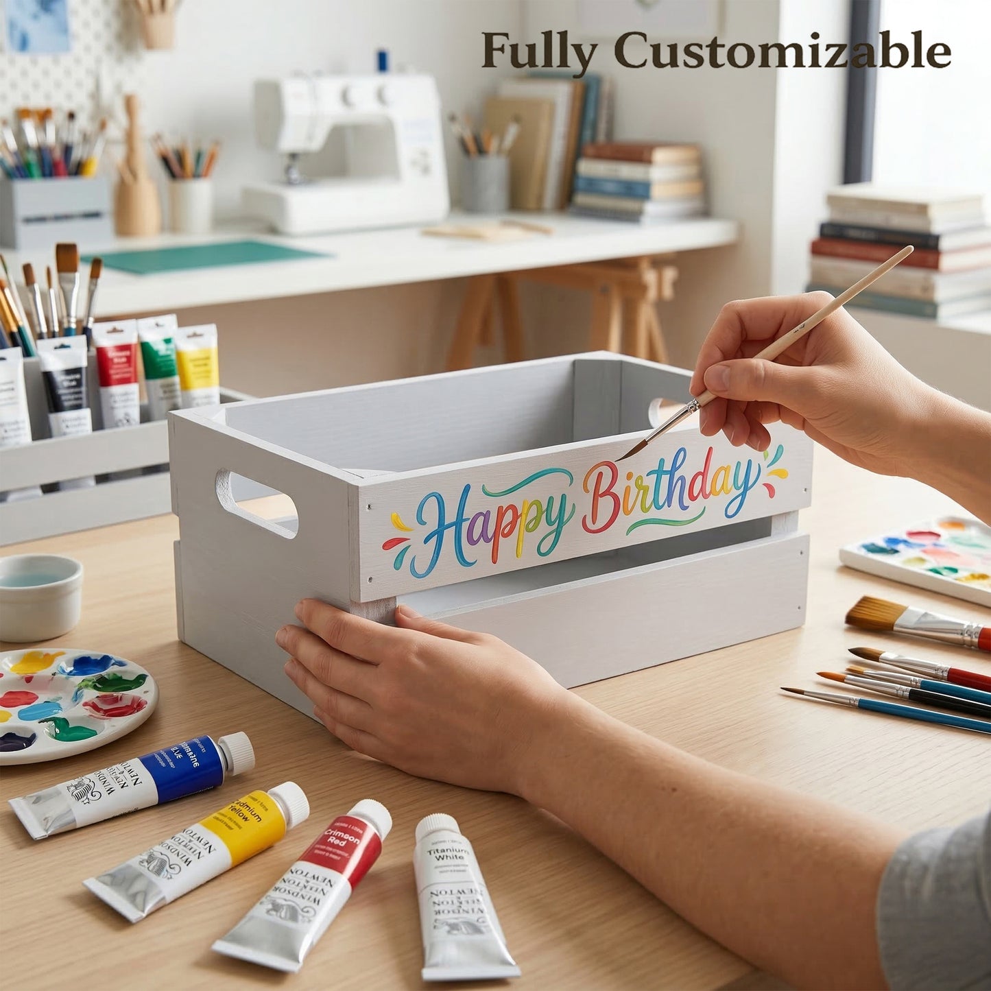 Grey Wooden Crate Display Trough - 3 Sizes