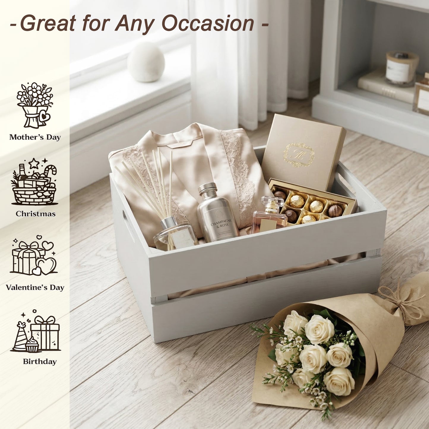 Grey Wooden Crate Display Trough - 3 Sizes