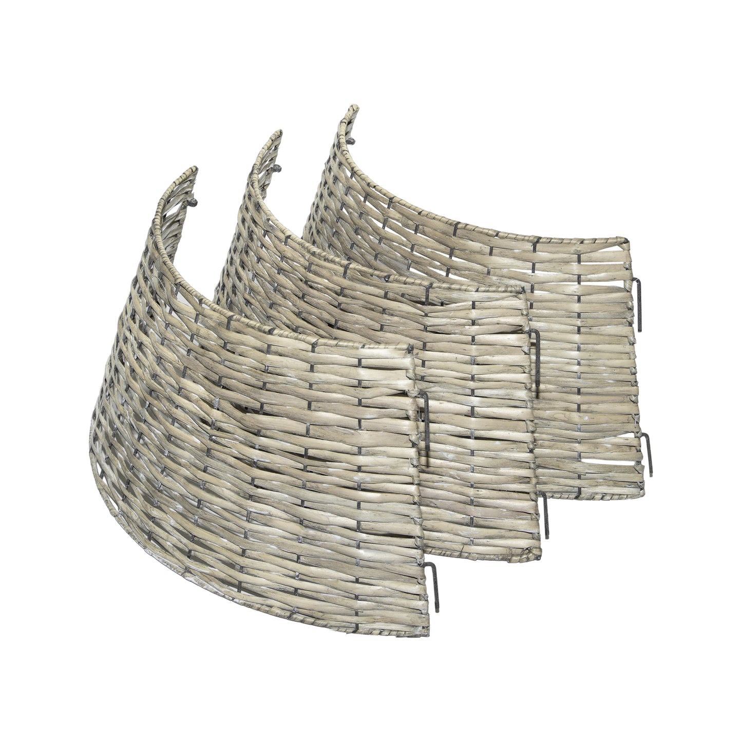 3-Panel Natural Wash Detachable Wicker Christmas Tree Skirt