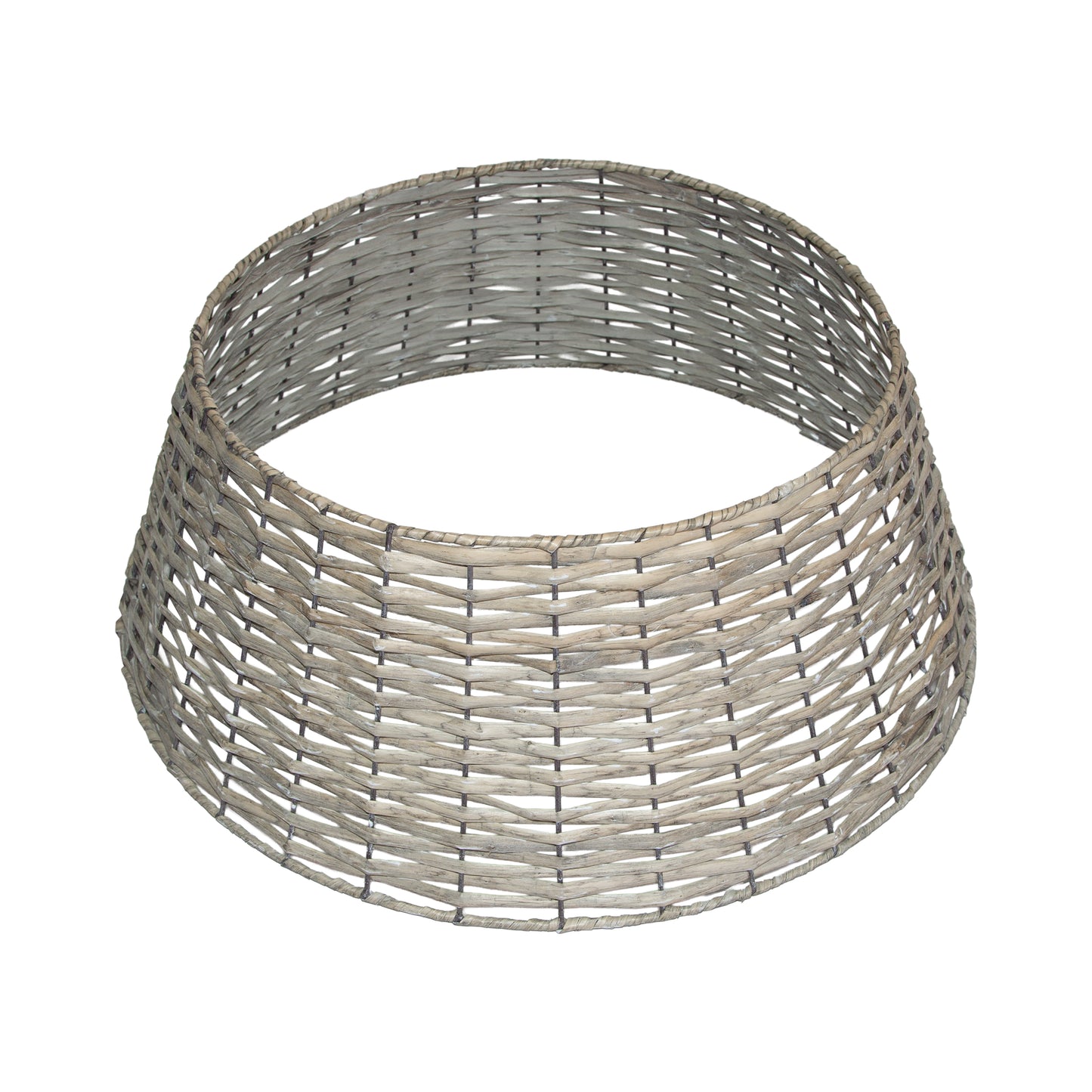 2-Panel Natural Wash Detachable Wicker Christmas Tree Skirt